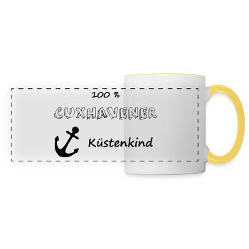 100 % Cuxhavener Küstenkind - Panoramatasse - Weiß/Gelb - Vorne