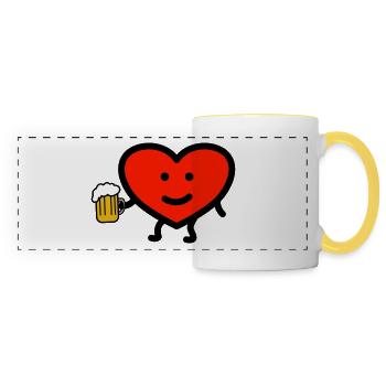 I LOVE BEER TSHIRT Bier Herz - Panoramatasse - Weiß/Gelb - Vorne