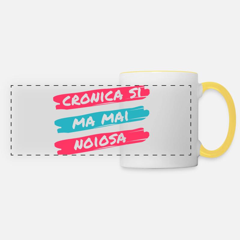 Chronic, yes, but never boring - Panoramic Mug - white/yellow