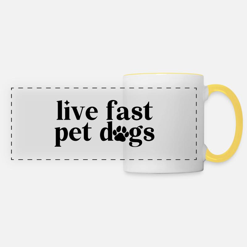 PET DOGS - Panoramic Mug - white/yellow