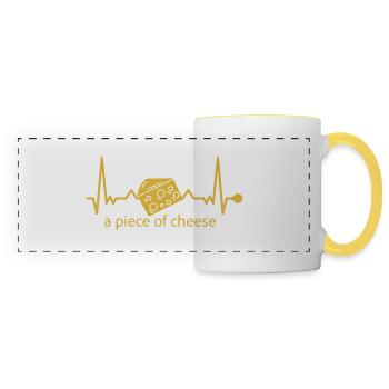 Cheese love - J’aime le fromage (un morceau de fromage) - Mug panoramique contrasté et blanc - blanc/jaune - Devant