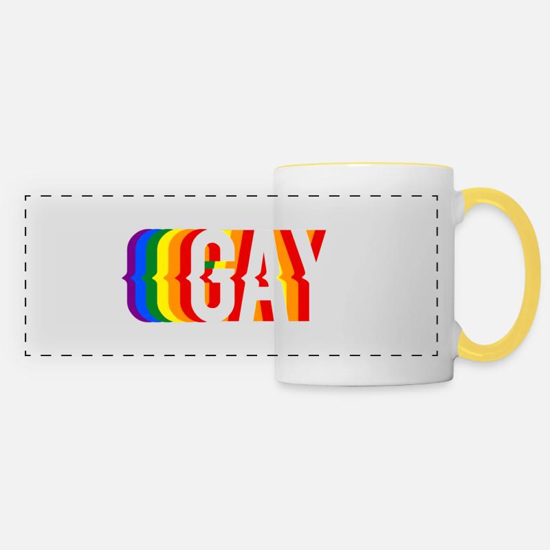 GAY SLOGAN LGBTQ+ PRIDE - Panoramic Mug - white/yellow