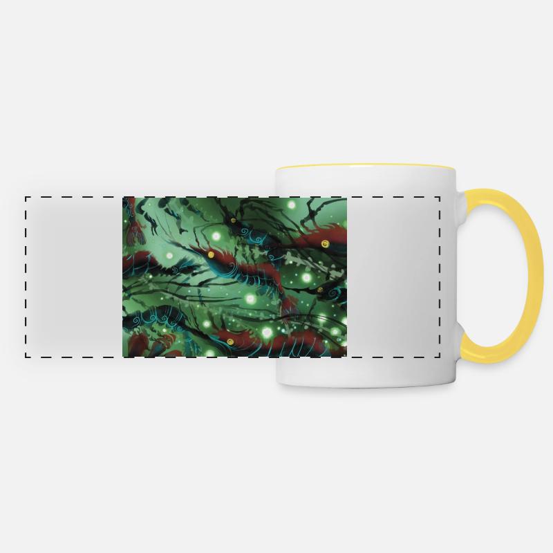 Dans la forêt d’algues - Mug panoramique contrasté et blanc - blanc/jaune