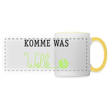 Komme was Wolle - Panoramatasse - Weiß/Gelb - Vorne