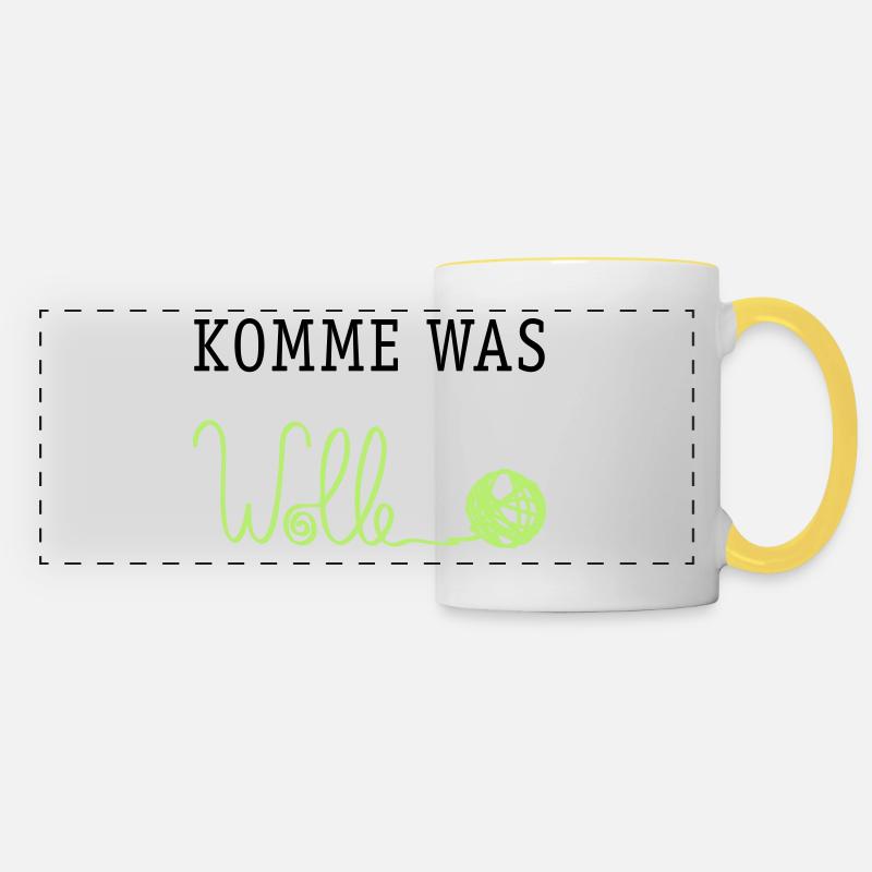 Komme was Wolle - Panoramatasse - Weiß/Gelb