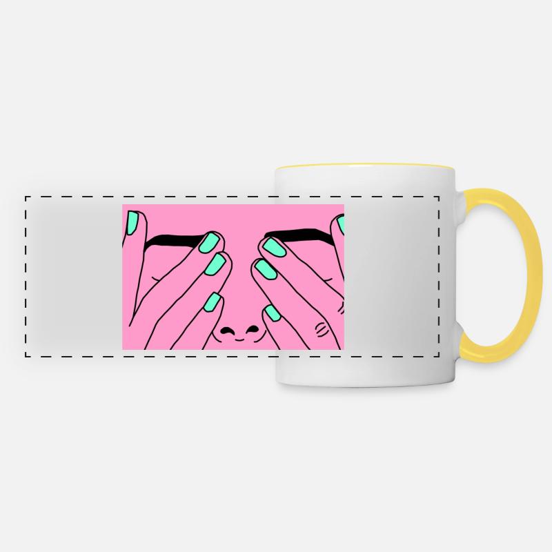 Face rose - Panoramic Mug - white/yellow