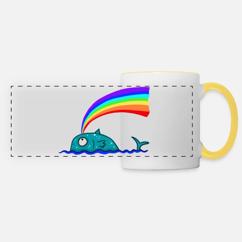 Rainbow Whale - Panoramic Mug - white/yellow