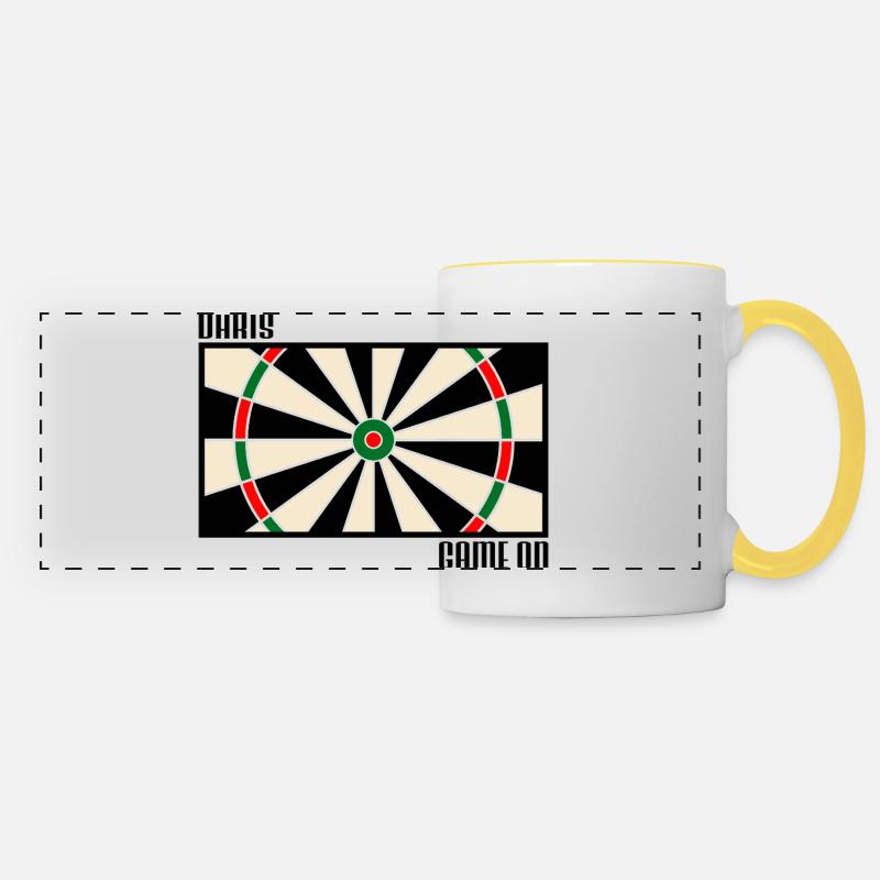Darts,Darts,Dartboard - Panoramic Mug - white/yellow