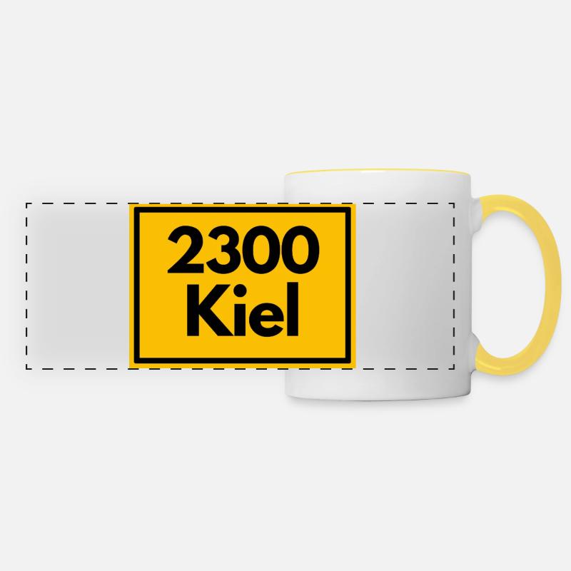 OLD POSTCODE ZIP CODE 2300 KIEL CITY BY THE SEA - Panoramic Mug - white/yellow