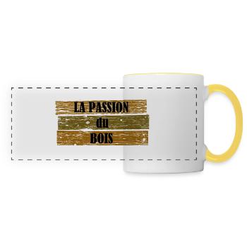 passion bois - Mug panoramique contrasté et blanc - blanc/jaune - Devant