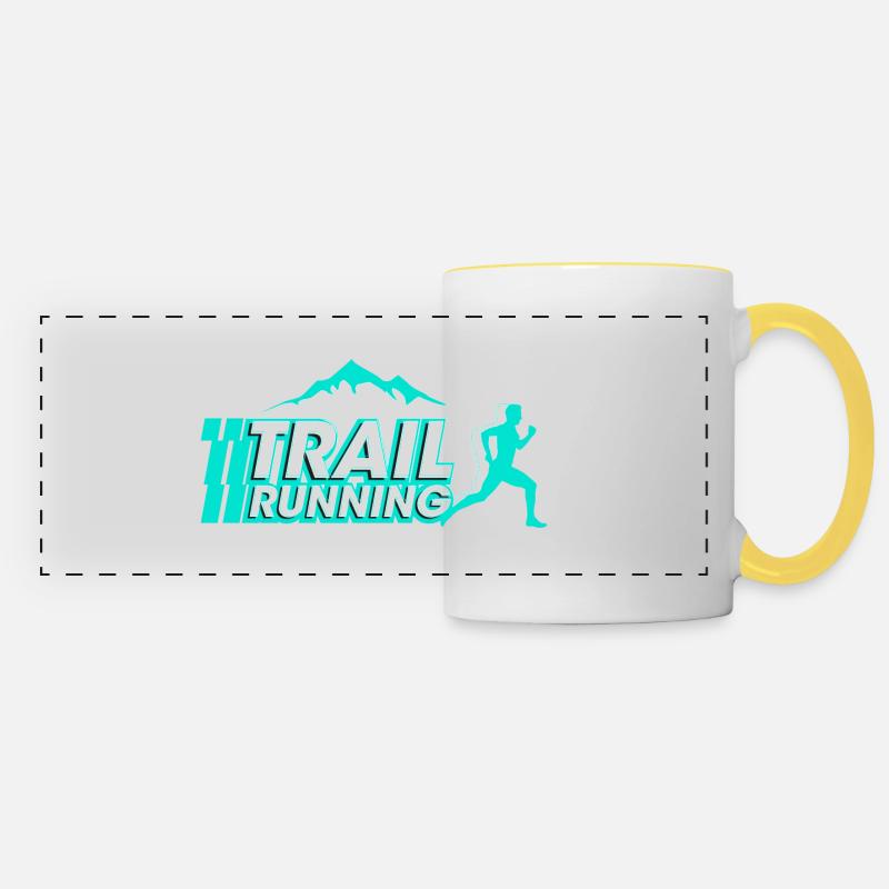 trail running - Mug panoramique contrasté et blanc - blanc/jaune