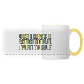 Joyeux golfking génial golfdad golfhorloge golflove - Mug panoramique contrasté et blanc - blanc/jaune - Devant