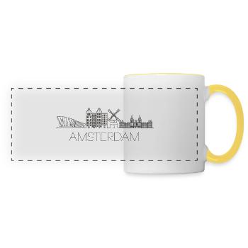 Horizon d’Amsterdam : design artistique élégant - Mug panoramique contrasté et blanc - blanc/jaune - Devant
