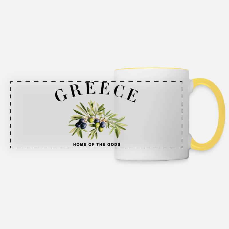 Grèce - Maison des Dieux - Mug panoramique contrasté et blanc - blanc/jaune