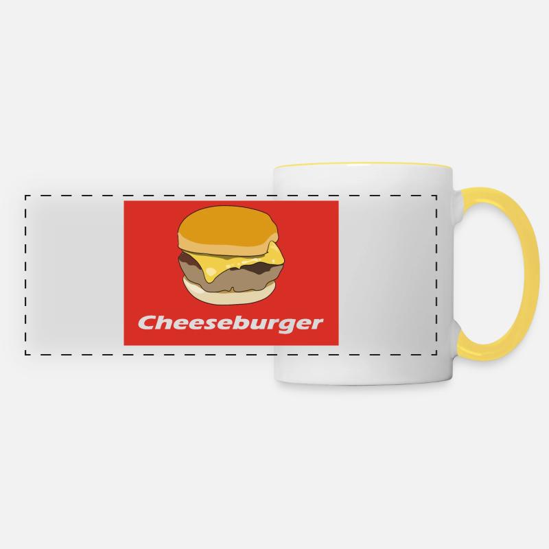 Cheeseburger - Panoramatasse - Weiß/Gelb