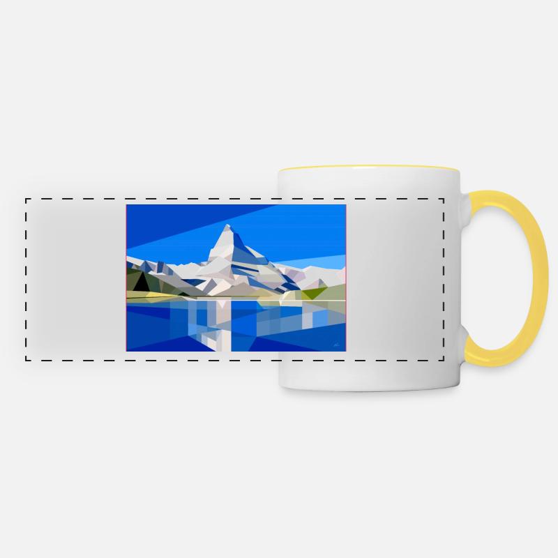 Mountain lake - Panoramic Mug - white/yellow