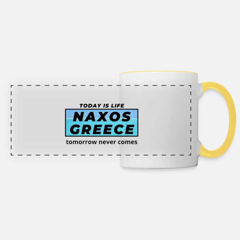 Naxos Grèce - Mug panoramique contrasté et blanc - blanc/jaune