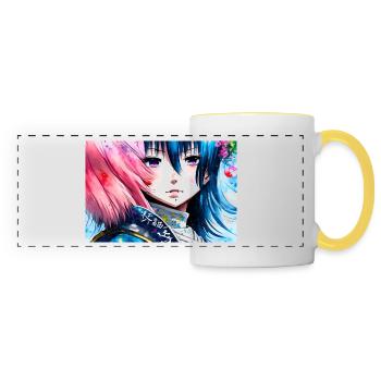 Japan Mädchen Girl Anime - Panoramic Mug - white/yellow - Front