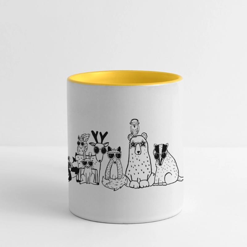 Des animaux cool de la forêt Mug panoramique contrasté et blanc