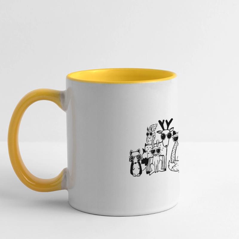 Des animaux cool de la forêt Mug panoramique contrasté et blanc