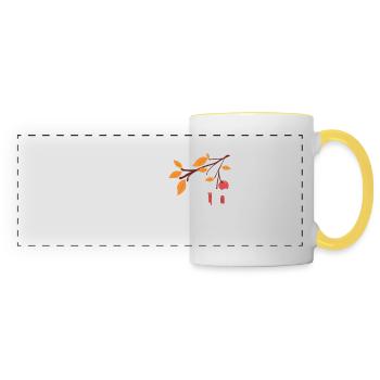 Leaf Autumn Tree Orange Fall Leaves Season - Panoramic Mug - white/yellow - Front