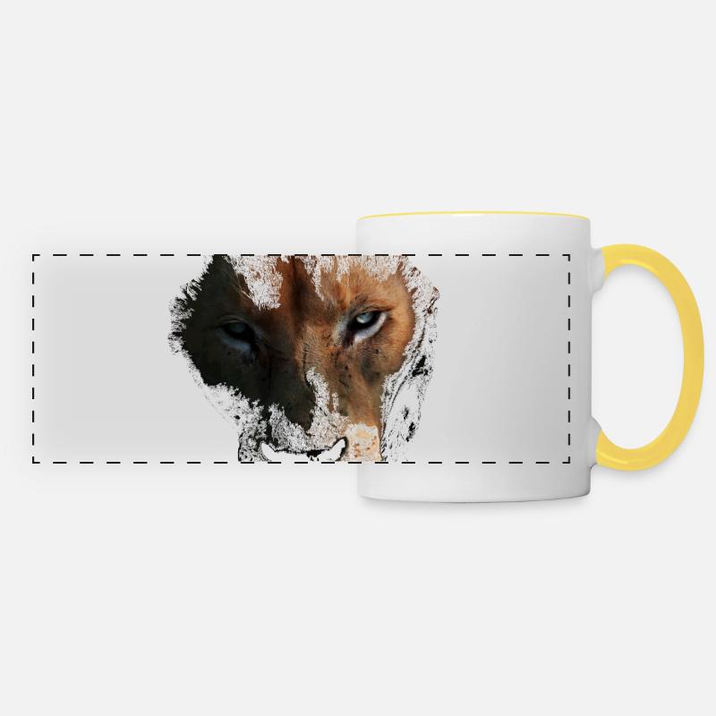 Lion - Panoramic Mug - white/yellow