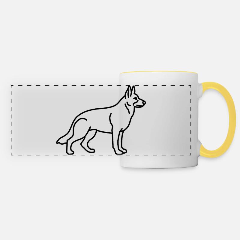German Shepherd Contour - Panoramic Mug - white/yellow
