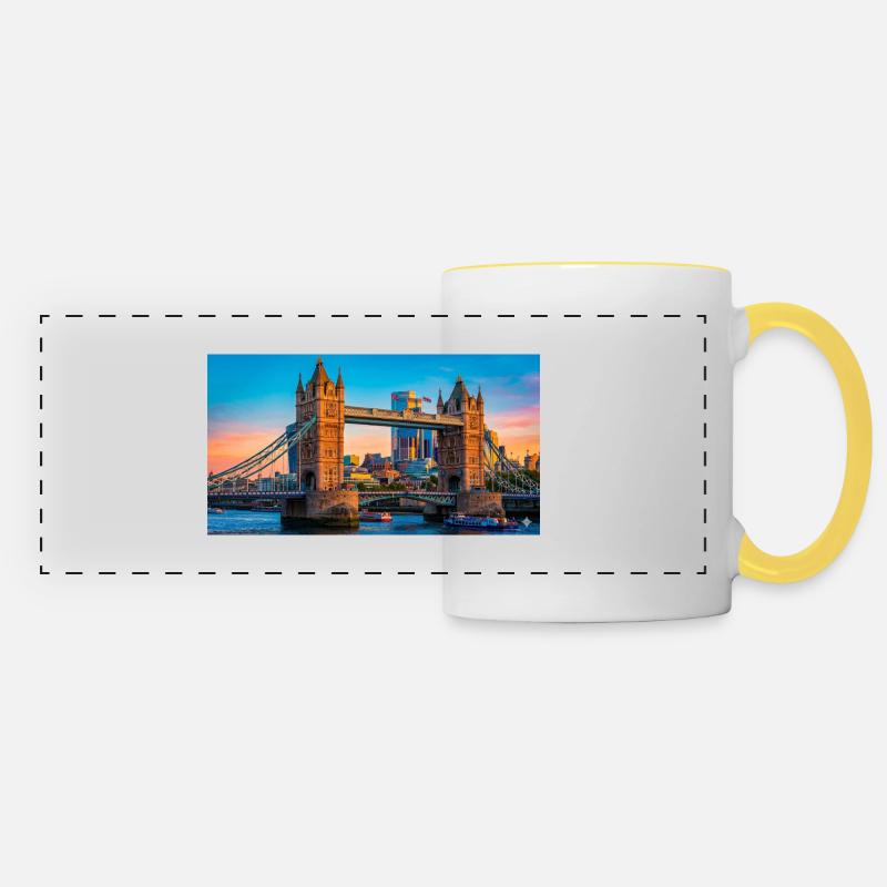 Tower Bridge Sunset Print - Panoramic Mug - white/yellow
