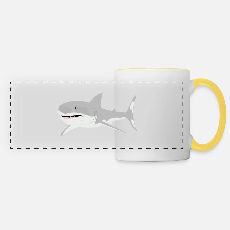 requin - Mug panoramique contrasté et blanc - blanc/jaune