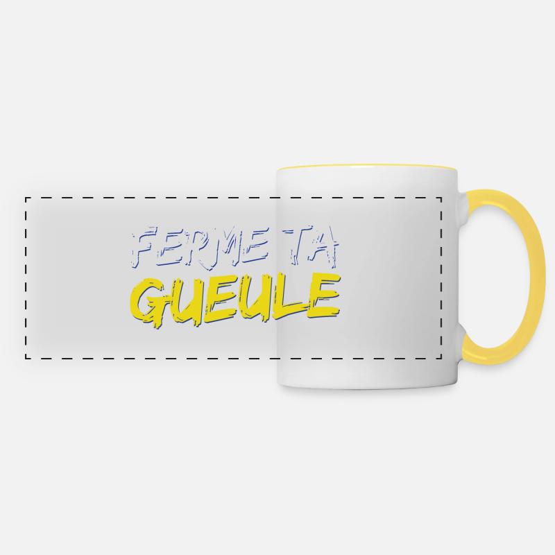 Ferme ta gueule - Mug panoramique contrasté et blanc - blanc/jaune