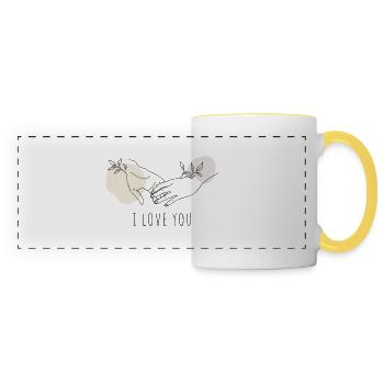 Se tenir la main - Je t’aime - Mug panoramique contrasté et blanc - blanc/jaune - Devant