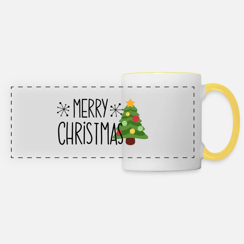 merry Christmas 28 - Panoramatasse - Weiß/Gelb