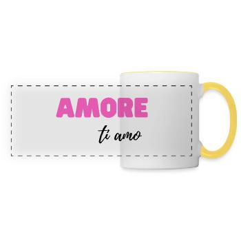 Amore, Ti Amo – Romantic Italian Love Quote - Panoramic Mug - white/yellow - Front