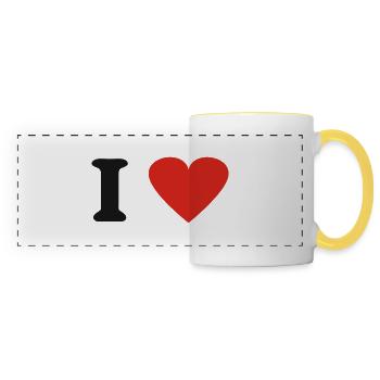 I Love - Mug panoramique contrasté et blanc - blanc/jaune - Devant
