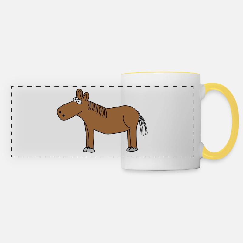 Horses - Panoramic Mug - white/yellow