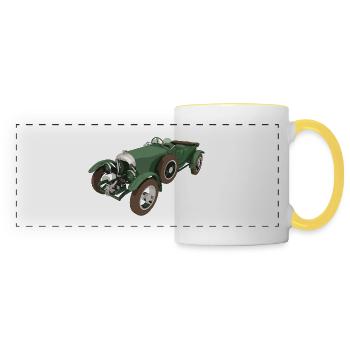 Schöner Oldtimer, Auto, KFZ - Panoramatasse - Weiß/Gelb - Vorne