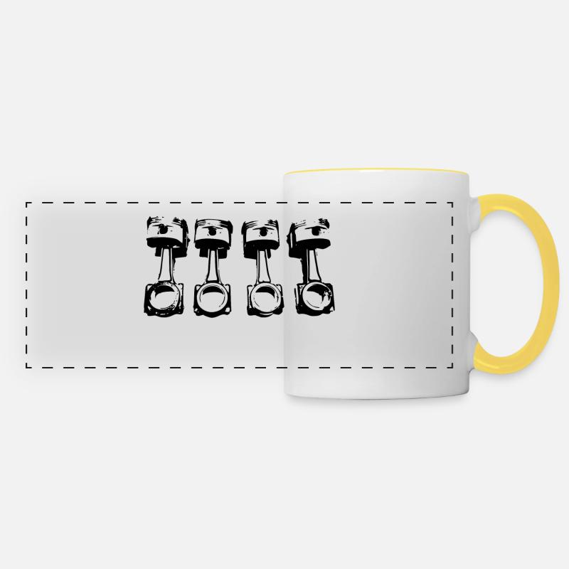 Connecting rod piston 4 cylinders - Panoramic Mug - white/yellow