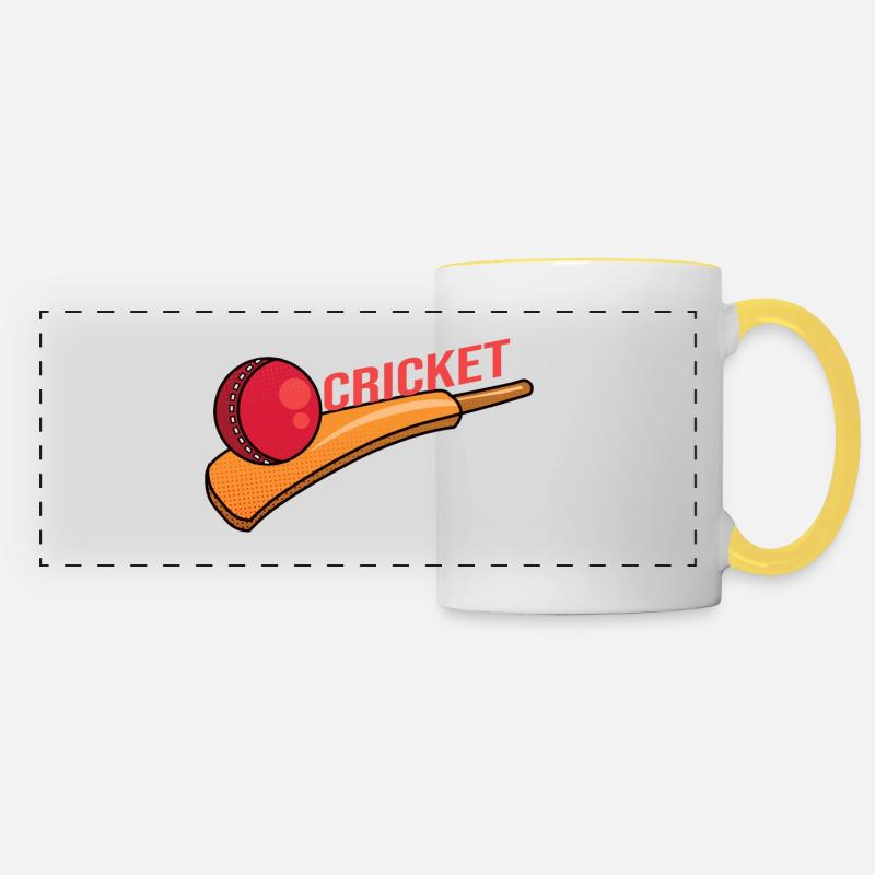 Cricket cricket bat cricket cricket match - Panoramic Mug - white/yellow
