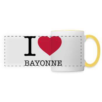 I LOVE BAYONNE France Frankreich - Mug panoramique contrasté et blanc - blanc/jaune - Devant