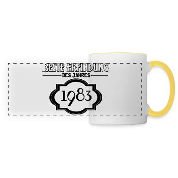 Beste Erfindung des Jahres 1983 Geschenk - Panoramatasse - Weiß/Gelb - Vorne