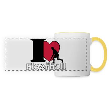 Floorball , Unihockey , Hockey , Fun I love..(25) - Panoramatasse - Weiß/Gelb - Vorne