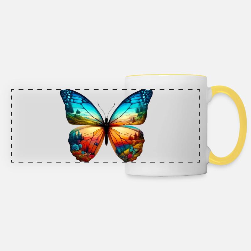 Papillon - Mug panoramique contrasté et blanc - blanc/jaune