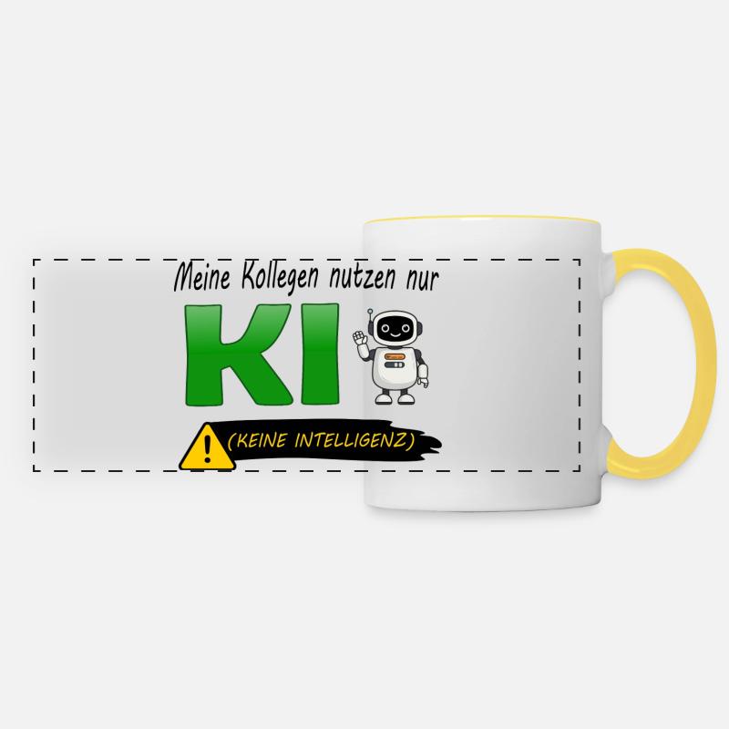 Colleagues only use AI (No Intelligence) - Panoramic Mug - white/yellow