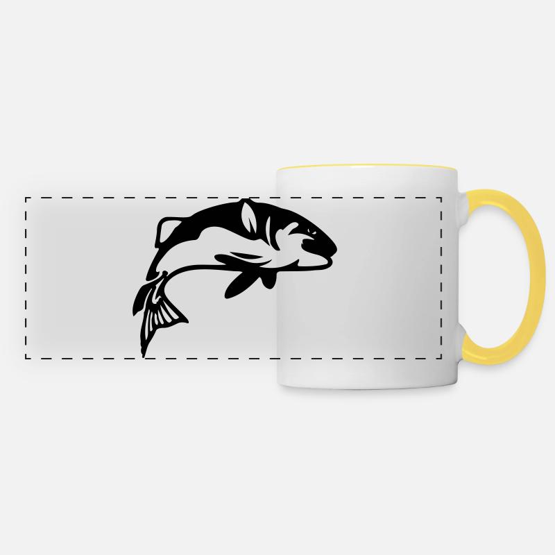 Pêche au poisson Pêche pêcheuse - Mug panoramique contrasté et blanc - blanc/jaune