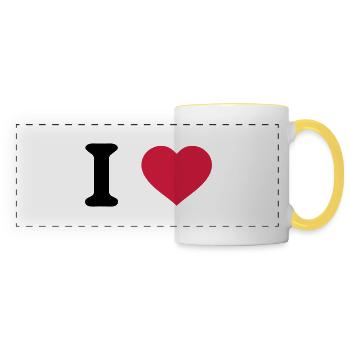 i love - Mug panoramique contrasté et blanc - blanc/jaune - Devant