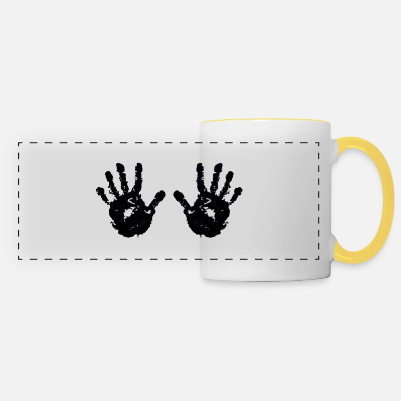 handprint - noir - Mug panoramique contrasté et blanc - blanc/jaune