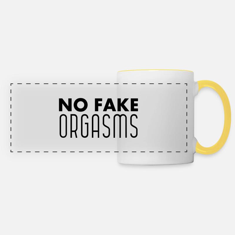 No fake orgasms 06 - Panoramic Mug - white/yellow