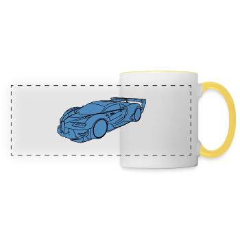 Voiture de sport Buga - Mug panoramique contrasté et blanc - blanc/jaune - Devant