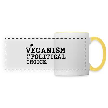 Le véganisme est un choix politique - Mug panoramique contrasté et blanc - blanc/jaune - Devant