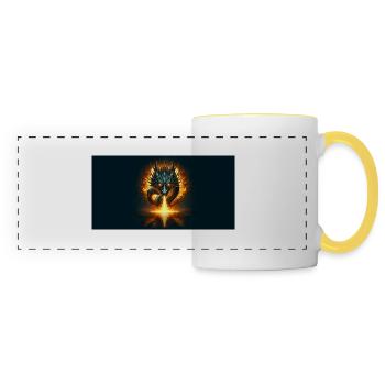 Flamme du dragon - Mug panoramique contrasté et blanc - blanc/jaune - Devant